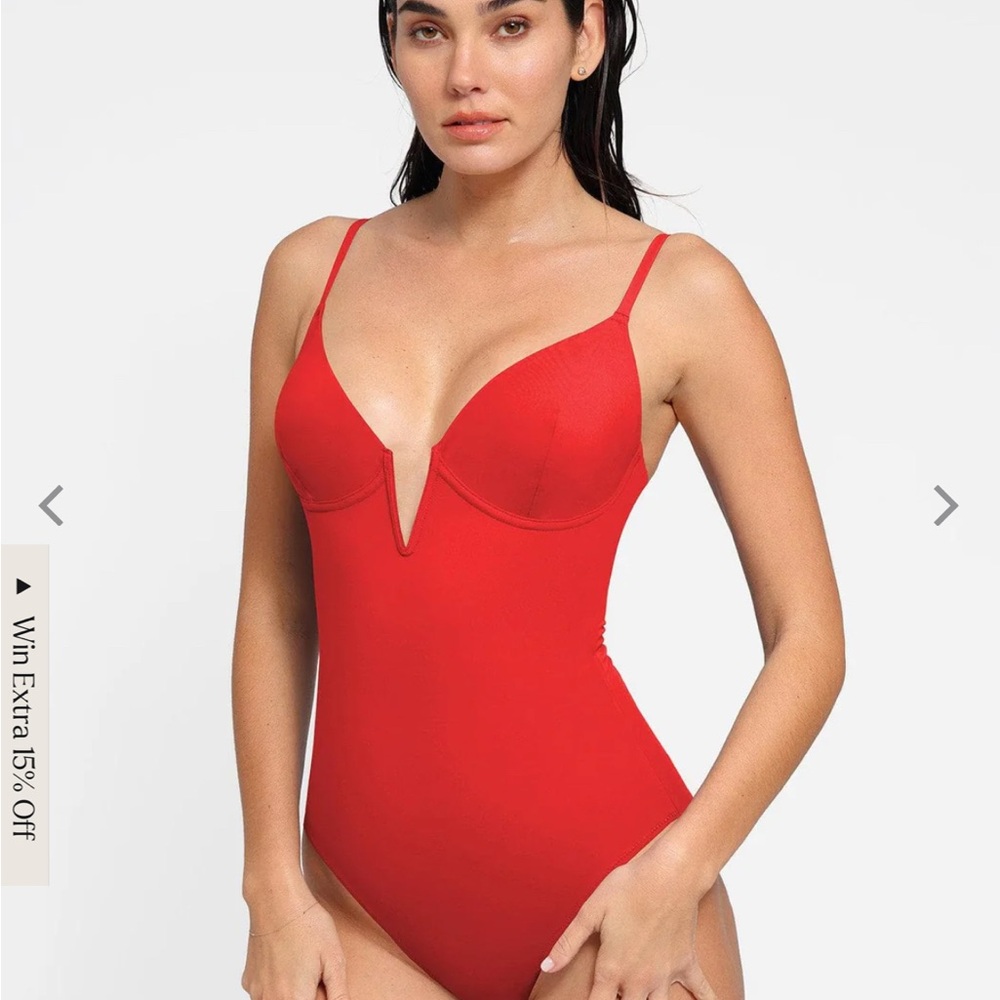 NWT Popilush Red Tummy Control Plunge One-Piece Swimsuit - Size XL